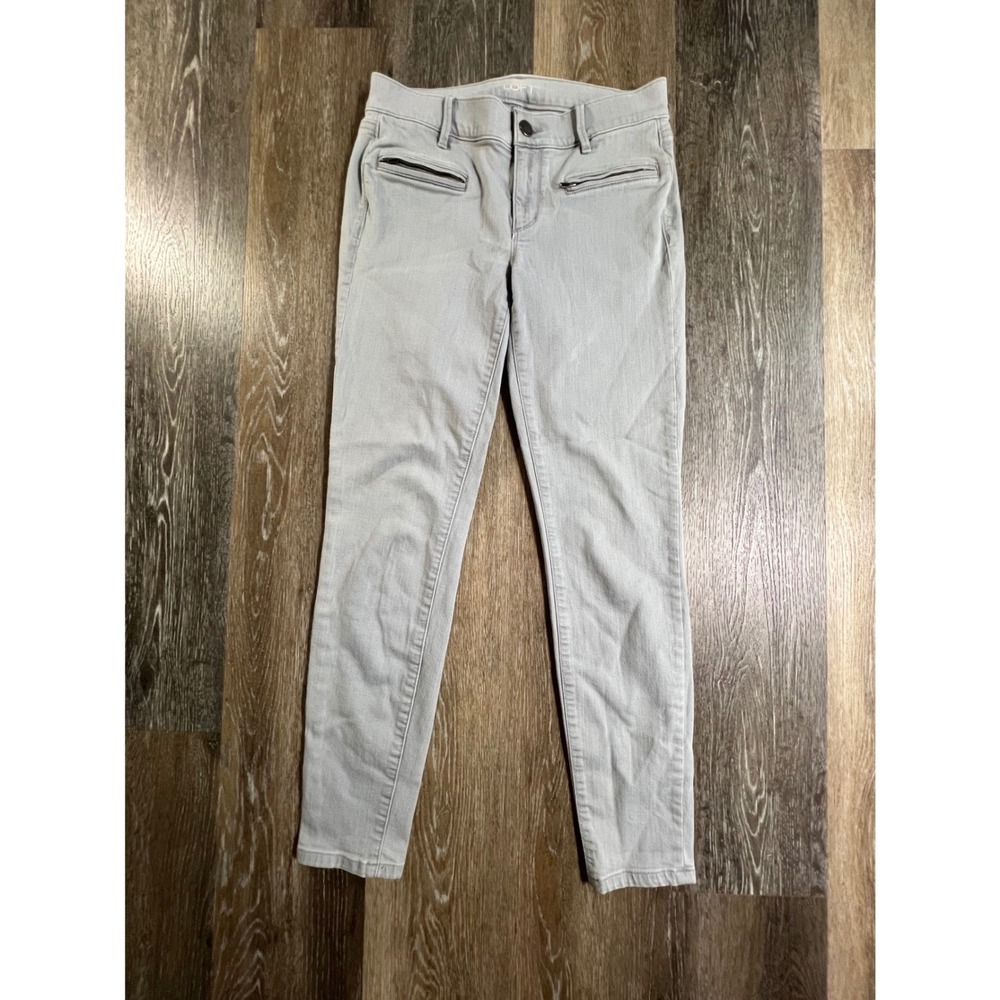 Loft Super Skinny Pants Womens 28/6 Grey Zipper Pocket Stretch Ankle Jeans